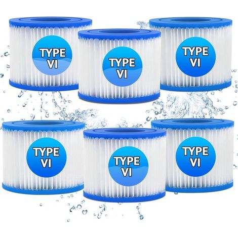6 filtri VI per piscine compatibili con i filtri per piscine Bestway Miami e Lay-Z-Spa, cartucce filtranti VI, filtri a cartuccia tipo VI (1/5)