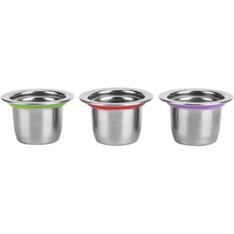 Lot de 3 Capsules de Café Rechargeables en Acier Inoxydable avec Filtre à Dosette Réutilisable pour Machines Nespresso (1/5)