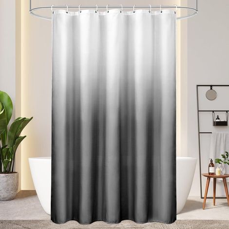 Duschvorhang 150X200cm Grau Textil 120g/m² Farbverlauf Wasserdicht Waschbar (1/5)
