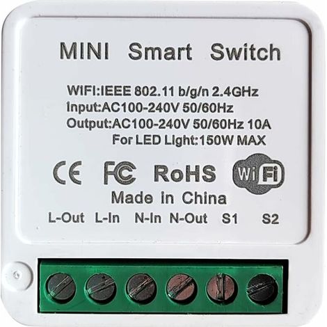 Mini 1 Gang DIY WiFi Smart Light Switch Module Smart Life/Tuya App et télécommande sans fil (1/5)