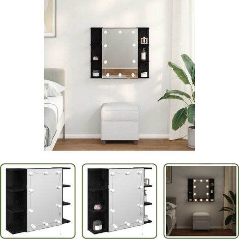 vidaXL Armoire bois - Armoire Miroir Chêne noir 70 x 16,5 x 60 cm Bois d'ingénierie (1/5)