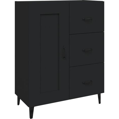 Credenza buffet cassettiera mobile contenitore organizer cucina soggiorno soggiorno 69,5 x 34 x 90 cm multistrato nero 020036042
