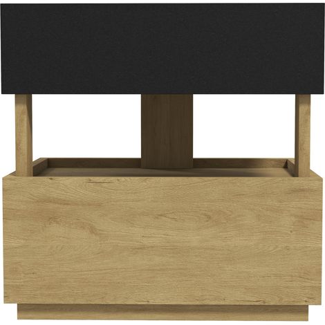 Mesita de noche inteligente con carga inalámbrica, LED y 2 cajones, negro y madera (1/5)