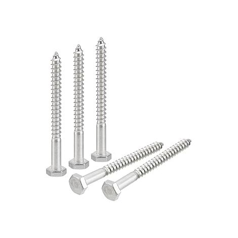 Vis Hex Head Lag Screws Boulons, 15Pcs 1/4" x 3" 304 Acier Inoxydable Partiel Fil Bois Vis (1/5)