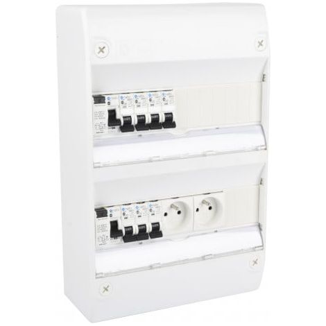 Tableau électrique pré-équipé 2 rangées 1 ID – 7 disjoncteurs type C – Tension 230V – IP30 – Pour rénovation – Nalto