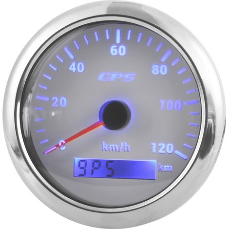 Compteur de vitesse GPS 85 mm pour bateaux, 120 km/h, rétroéclairage 7 couleurs, pour voiture, bateau, camping-car, yacht, blanc (1/5)