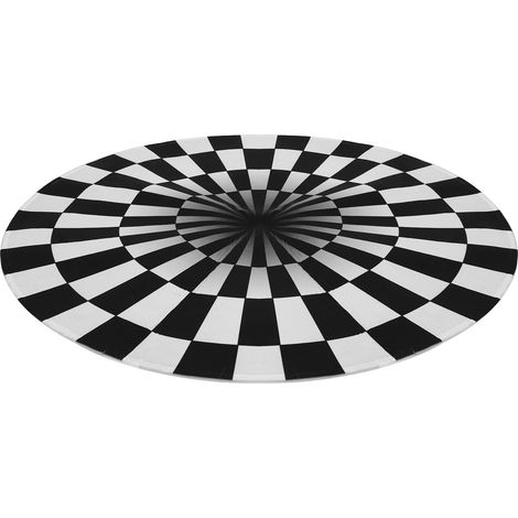Runde, schwarz-weiß karierte, rutschfeste Matte, Teppich für Wohnzimmer, Schlafzimmer (60 cm) (1/5)
