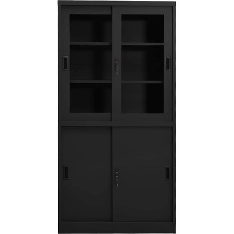 Armadio Ufficio Anta Scorrevole Antracite 90x40x180 cm Acciaio DAS945602 (1/5)