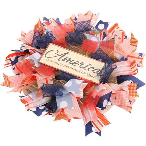 Couronne Tricotée Main pour Fête Nationale, Décoration Murale Naturelle avec Corde de Chanvre