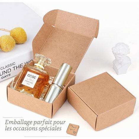 Gift Boxes Cardboard Gift Boxes Kraft Candy Boxes 7.5 x 7.5 x 3 cm Brown Kraft Paper Gift Box with Lids Birthdays Weddings Christmas (1/3)
