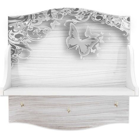 TrAdE Shop Traesio - Mensola Portabarattoli White Butterfly Organizer Utensili Cucina Legno Multiuso -