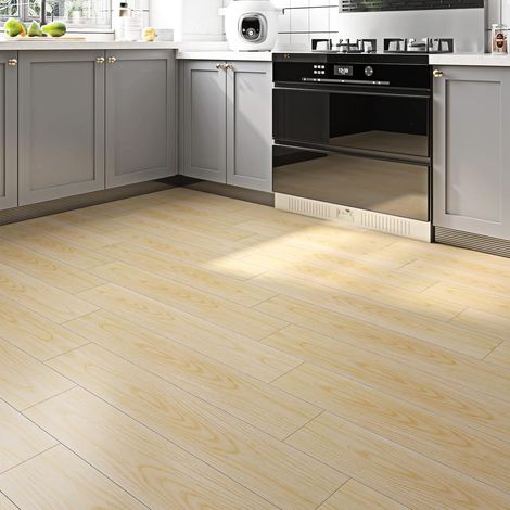 16 Dalles PVC Adhesive Sol Lino Sol Adhesif Bois Papier Adhesif pour Mur Salle de Bain Imperméable 90CM X 15CM Revetement de Sols Cuisine Lame Adhesive Sols Chambre Salon (1/5)