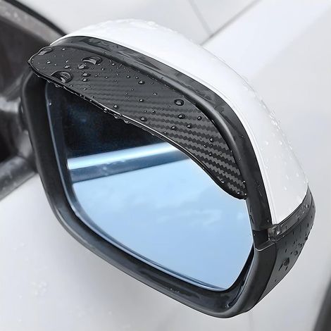 2 protections anti-pluie pour rétroviseurs de voiture, en fibre de carbone, étanches et imperméables (030) (1/5)
