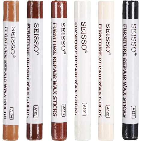 6 Couleurs Bâtons De Cire Pour Restauration Du Bois  Crayon Retouche Meuble En Bois, Chêne Clair En Cire Kit Pour Rayures, Sols, Tables (1/5)