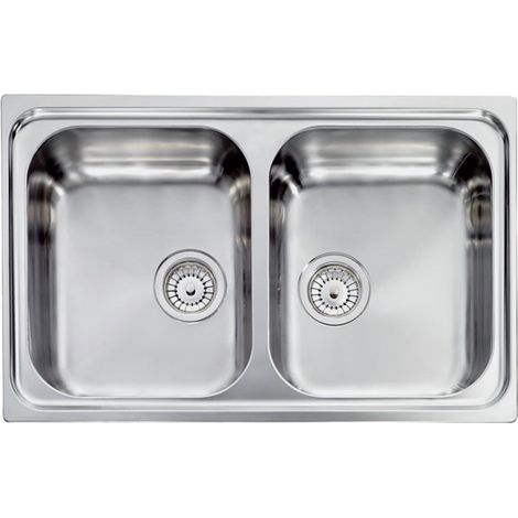 CM 011442XCSSX Cometa Lavello da incasso 2 vasche 79x50 cm acciaio inox satinato sopratop colore Inox (1/7)