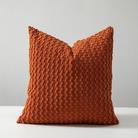 Lot de 2 Decorative Granulaire Housse de Coussin en Velours Côtelé Canapé Taie d'oreiller Géométrique Douce pour Maison Salon Chambre Canapé 40x40 cm Orange Foncé