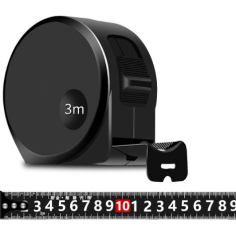 3 Meter 16 mm selbstsicherndes Maßband aus schwarzem und goldfarbenem Stahl