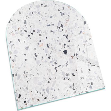 Plaque Rectangulaire en verre trempé sous cheminée et poêle protection sol parquet Motif pierre avec particules 80x70 cm (1/5)