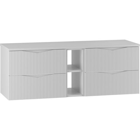 Mueble bajo lavabo 140cm 2 compartimientos encimera Tao Blanco (1/4)