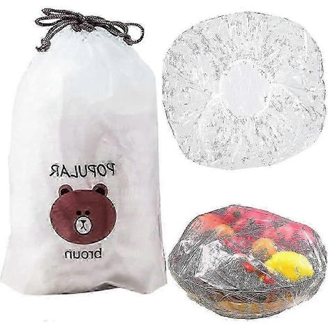 Sacs de conservation des aliments réutilisables et élastiques avec couvercles en plastique hermétiques - Lot de 100 (1/5)