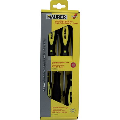 MAURER 89651 Jeu de tournevis plats et cruciformes, 5 pièces (1/2)