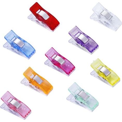 Nähclips aus Kunststoff, 120er-Packung, Stoffclips, Nähzubehör, Bastelclip-Set, geeignet für DIY-Stoffnähprojekte, 9 Farben pro Größe. (1/5)