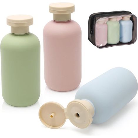 Flaconi da viaggio riutilizzabili e ricaricabili,200 ml,Flaconi a pressione (per shampoo,sapone per le mani,Confezione da 3 (1/5)