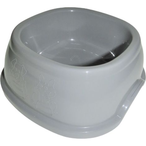 Ecuelle carrée 1 litre, gris en plastique, pour chien - Stefanplast (1/4)