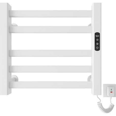 Sèche-serviettes électrique avec affichage numérique – Température réglable de 30 à 70°C – Minuterie 1 à 9 heures – IPX5 étanche - R308-blanc (1/5)