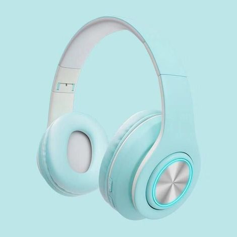 Casque Bluetooth sans Fil Marque Audio Stéréo Hi-FI Antibruit Ecouteurs Macaron Bleu pour Cours en Ligne/Téléphone/PC Cadeau de (1/4)