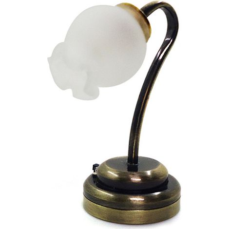 Lampe de Table pour maison de poupée, abat-jour Vintage en forme de bouton de fleur, échelle 1:12, lumière LED, fonctionne à piles, Design rétro, meubles miniatures (1/5)
