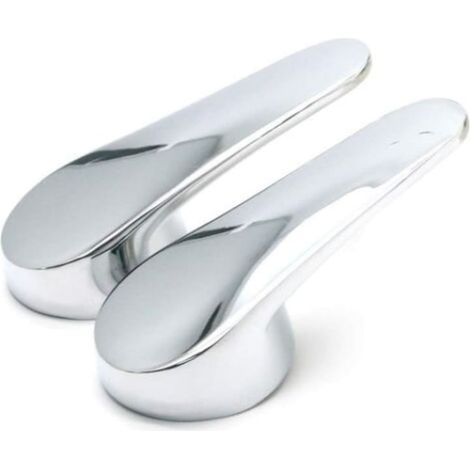 Lot de 2 poignées de robinet de salle de bain, en métal, 50 x 48 x 63 mm, argentées (1/3)