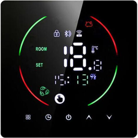 Smart Thermostat Heating Thermostat Room Thermostat 16A Electric Underfloor Heating Thermostat with LED Digital Touchscreen, Black (1/5)
