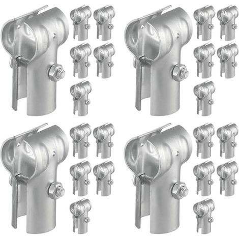 Lot de 24 colliers de serrage en acier galvanisé pour extrémités de poteaux de 35 mm (1-3/8 po) pour clôture en grillage. Pièces détachées pour clôture en grillage. (1/4)