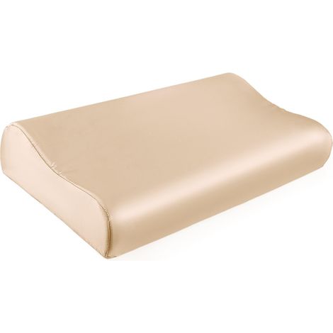 Taie d'oreiller 100% Soie de mûrier 19 mommes pour Oreiller Contour en Mousse à mémoire de Forme, taie d'oreiller cervicale, Lot de 1 (Champagne, 50,8 x 30,5 x 9,9 cm/6,9 cm) (1/5)