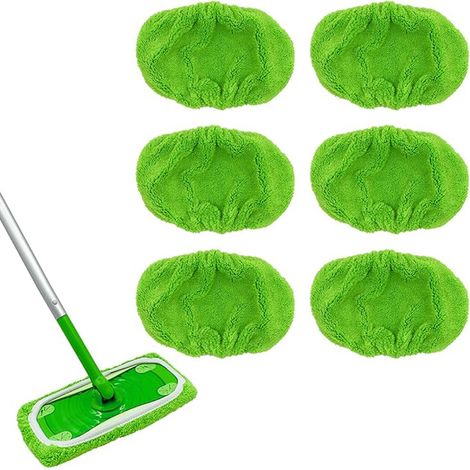 Set mit 6 wiederverwendbaren Moppköpfen aus Fleece, Reinigungstücher für Hartböden und Parkett, maschinenwaschbar