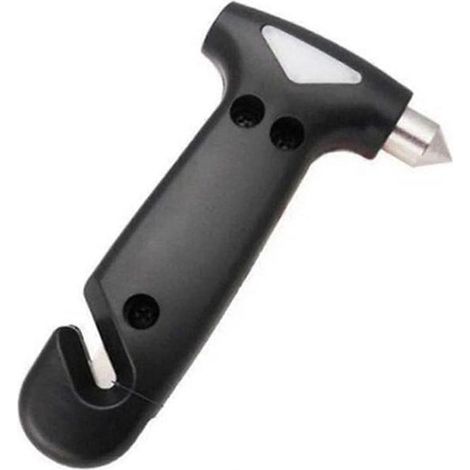 Marteau brise-vitre d'urgence avec coupe-ceinture de sécurité - Outil de dépannage automobile noir pour la sécurité - Édition 731 (1/5)