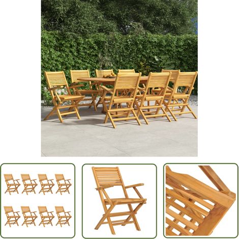 The Living Store Gartenstühle 8 Stk. Klappbar 55x62x90 cm Massivholz Teak - Gartenstühle - Holzmöbel - Outdoor Möbel - Balkonmöbel - Terrasse (1/5)