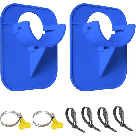 2 supports de tuyau de piscine, 30 mm à 37 mm, protection anti-torsion en plastique,accessoires de tuyau de piscine,accessoires avec collier de serrage en acier inoxydable-bleu (1/5)