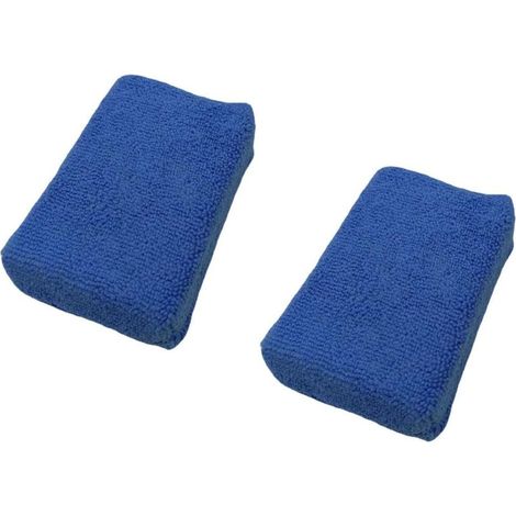 2x éponge microfibre à polir anti rayure moto voiture carrosserie intérieur extérieur nettoyant bleu rectangulaire, 140x90mm (1/4)