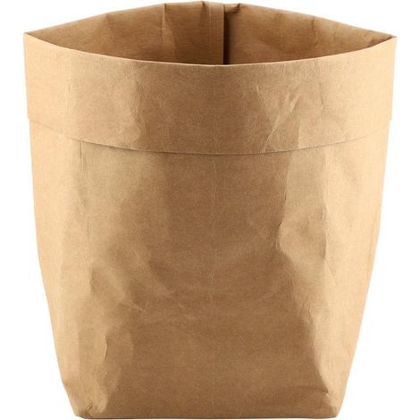 Wiederverwendbare, waschbare Kraftpapiertüte für Blumentöpfe, DIY-Aufbewahrungstasche, waschbarer Kraft-Gartenblumenkorb, Wäschekorb, Obst-, Kleider- und Spielzeugaufbewahrungstasche - Braun (252540) (1/5)
