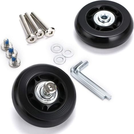Roulette de valise 60×18 mm – 2 pièces en caoutchouc et métal – Résistante pour bagages et meubles – Couleur noire (1/4)