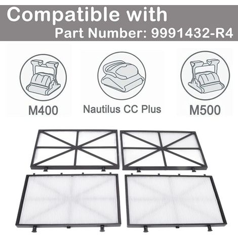 Filtros para limpiafondos, paquete de 4 cartuchos de filtro de repuesto ultrafinos para piscinas robóticas, compatibles con Dolphin M400 M500 Nautilus CC Plus, número de pieza 9991432-R4 (1/3)
