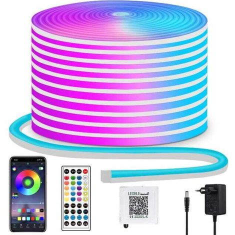 Ruban LED RGB 5 m – 300 LED – Flexible pour intérieur et extérieur – IP65 étanche – Synchronisation musicale – Plusieurs modes