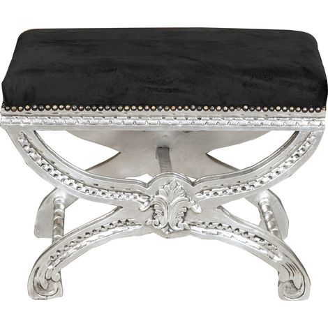 Louis XVI French style solid beech wood footstool (1/3)