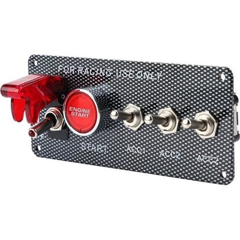 Interruttore di accensione per avviamento motore 12V, pannello di controllo professionale da corsa - Accessorio per modifiche auto fai-da-te (1/4)
