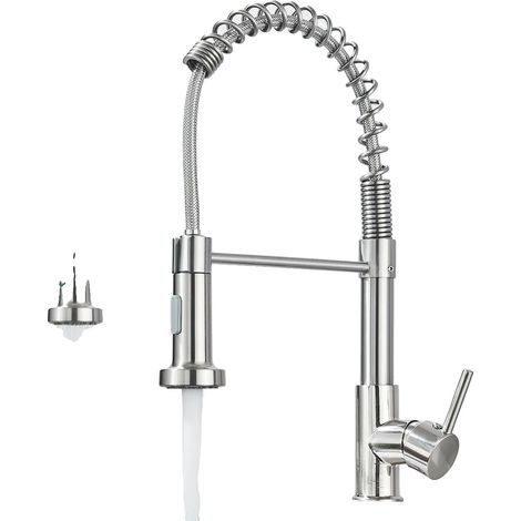 Robinet de cuisine, Bec rotatif, Installation sur plan de travail, nickel brossé A (1/2)