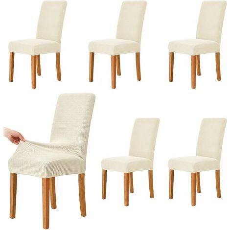 Fundas para sillas de comedor,Paquete de 6,Fundas para sillas,Fundas decorativas para asientos,Largo/Ancho/Alto: 38,48 / 38,48 / 47,58 cm (1/5)