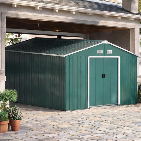 Abri de jardin en acier galvanisé 12,4 m² avec portes (1/5)