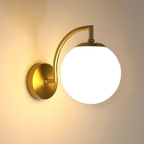 Applique Murale Interieur Moderne, E27 Lampe Murale Interieur de Mur Abat-jour en Verre, O r Luminaire Mural pour Chambre, Salon